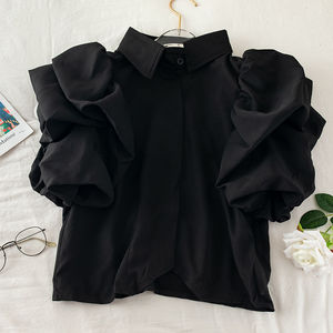 Camicie Estive da Donna a Maniche Corte, Tinta Unita, Moda Casual, Vendita all'Ingrosso di Boutique - Product Image 4