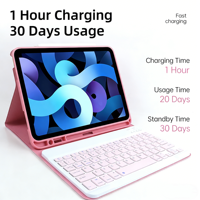 Nueva Funda Rosa con Purpurina para Teclado Mecánico Inalámbrico para iPad 10/11 Generación 10.9/11 Pulgadas Anti-Ghosting Ultra Delgada