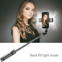 Trépied perche à selfie pliable et détachable L12D avec double éclairage, extensible, rotatif à 40°, ultra long de 1085 mm