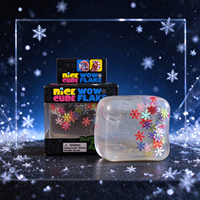 Jouet sensoriel anti-stress en forme de cube transparent, 5,5 cm, en TPR, super solide, non toxique, amusant, avec paillettes colorées