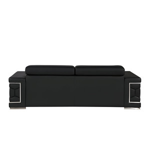 HMS 89 divano a una sola posto in pelle nera con gambe in argento per soggiorno, imbottitura in spugna - Product Image 6