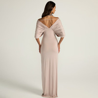 Robe longue maxi pour femme, col en V profond, sexy, avec manches cape froncées, dos ouvert, coupe fourreau, pour soirée de gala 2026