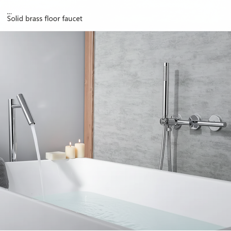 Contemporary Freestanding Bathtub Faucet Brass Floor