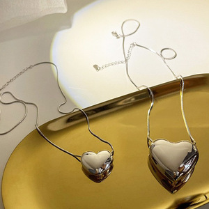 S925 Sterling Silver Heart Pendant Necklace For Women Clavicle Chain Everyday Wear - Product Image 3