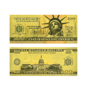 Billete de 100 USD con Estatua de la Libertad en Oro de 24K, Moneda Coleccionable, Regalo Patriótico, Decoración Estadounidense, 15.6x6.5cm, Doble Cara - Product Image 1
