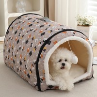Nouvelle Niche Classique Semi-Circulaire pour Chien et Chat, Toutes Saisons, Chaude, Coupe-Vent, Respirante, à Motif Animalier, Amovible et Lavable