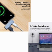Adaptor Hub USB Tipe C 2 in 1, Pengisian Daya USB-C PD, USB3.0, Docking Station Thunderbolt 3 untuk Macbook Pro