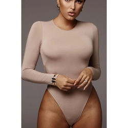 Traje de cuerpo completo de una pieza para mujer, bodys básicos de manga larga acanalados con Logo personalizado, sin costuras, color blanco y negro, novedad de 2023 - Product Image 5