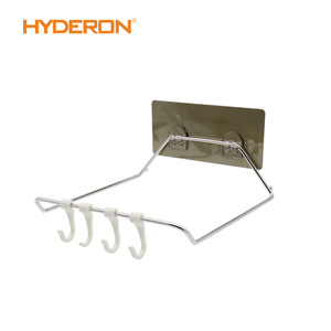 Hyderon <b>Mop</b> Holder <b>Wall</b> Mounted Metal Bracket With Plastic Clips For Bathroom And Toilet - Product Image 4