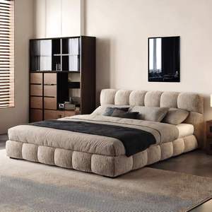 <span class=keywords><strong>Lit</strong></span> en chenille taille Queen, structure à pression d'air, rembourrage moderne pour la décoration de la maison et des meubles de chambre à coucher - Product Image 1