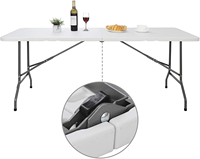 Table pliante Portable en plastique de 180cm, vente en gros de 6 pieds pour l'extérieur/Camping/jardin