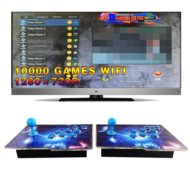 10000-in-1 Pandora Arcade 18s Pro Retro WiFi Box 64g S812 12-core Game Processor Joystick Control Customized Color Metal Game