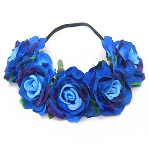 Bandeaux en forme de couronne de fleurs artificielles, bandeau élastique pour femme <span class=keywords><strong>et</strong></span> fille, robe de fête pour mariage <span class=keywords><strong>et</strong></span> carnaval - Product Image 2