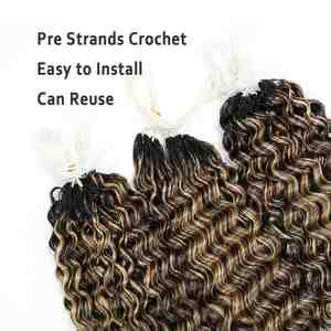 Extensions de cheveux humains bouclés birmans en crochet, plumes brésiliennes, Remy pré-attachées, micro-liens, 100g, directement de l'usine - Product Image 5