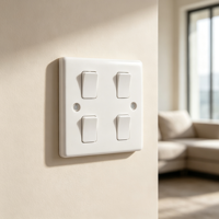 Interrupteurs muraux OEM personnalisés en usine, plaque frontale en plastique blanc, 4 modules, 1 voie, fonctionnement fluide par levier, vente en gros