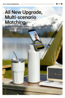 Vente flash - Bouteille en acier inoxydable avec logo personnalisé, revêtement poudré, 24 oz, N52 Magsafe, avec support magnétique pour téléphone