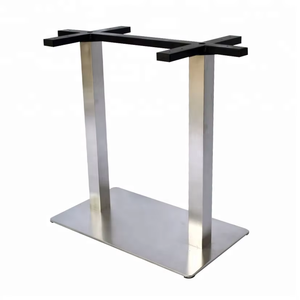 Base de <span class=keywords><strong>table</strong></span> à double colonne en acier inoxydable brossé, piétement robuste pour tables de café rectangulaires - Product Image 2