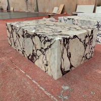 Nouveau Design haut de gamme italien luxe personnalisé Rose calacata Viola marbre rectangulaire plinthe bloc Table basse