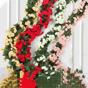 Bunga palsu dekorasi pernikahan, tumbuhan menjalar bunga palsu, dekorasi rumah