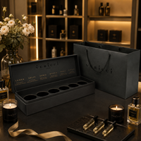 Ensemble de sacs en papier noir mat de luxe, portables, écologiques, avec lamination mate, logo personnalisé, SEDEX, rigides, pour bougies et parfums