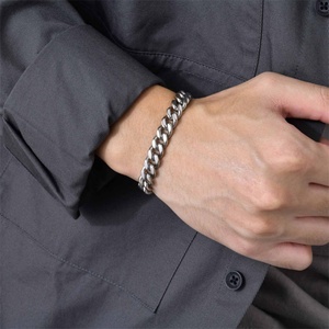 Hip Hop Punk Jewelry Gold Plated Stainless Steel Cuban Link Chain <b>Bracelets</b> for Men Women - Product Image 4