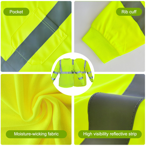 Sinh Thái Tái Chế Hi-VIS T-Shirt Polyester Làm Việc Với Phản Quang An Toàn T-Shirt Loại R Class 3 Mens Làm Việc Áo Sơ Mi - Product Image 4