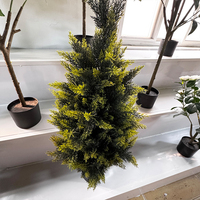 Plante artificielle en pot I1209, cyprès de pin artificiel vert et jaune, décoration paysagère pour fenêtre