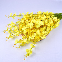5 Buah Anggrek Sutra Kuning Artificial untuk Dekorasi Pernikahan, Natal, dan Rumah, Realistis, Buatan Tangan, Alami