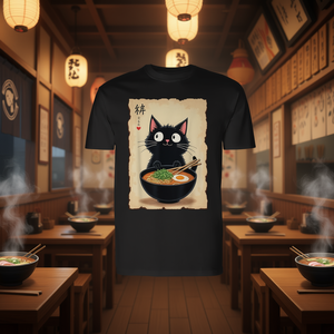 T-shirt à manches longues Ramen Cat, design mignon pour les amateurs de nouilles et d'anime japonais - Product Image 3