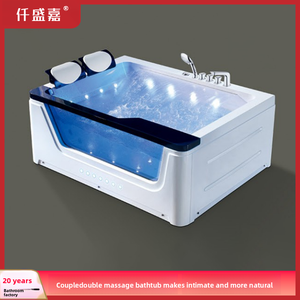 Bañera doble moderna para parejas de celebridades de Internet, temperatura constante, vista al mar, vidrio, cascada, masaje, características de seguridad antideslizantes - Product Image 4