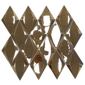 Surface 3D couleur or rose forme losange carrelage mosaïque en acier inoxydable finition ligne de cheveux avec carrelage mosaïque en verre - Product Image 1