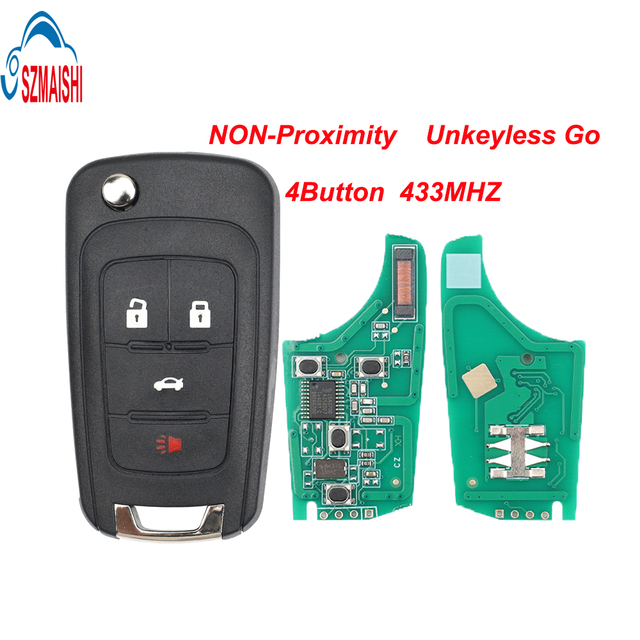 SZMAISHI 4Button 433MHZ Remote Car Key for Che-vrolet Cruze UnKeyless Go Factory Wholesale NON-PROX Flip Remote Blank Key Fob