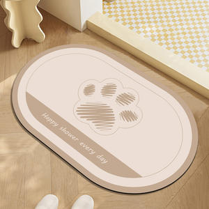 Tapis de bain en terre de diatomées, design ovale minimaliste, motif empreinte, absorbant, antidérapant, séchage rapide, résistant à l'usure, pour salle de bain - Product Image 2