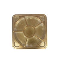 Grand conteneur à sushi, boîte d'emballage alimentaire personnalisée avec logo, vente en gros, plateau à sushi en plastique PET doré à 6 compartiments avec couvercle transparent