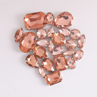 Strass en cristal de verre de haute qualité, 24 pièces, formes et tailles variées, à sertir, pour accessoires de couture DIY, vêtements et robes de mariée