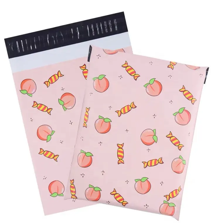 full colour printed poly mailer bags plastic strip weave bag pastel color poly mailers with handle