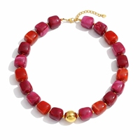 Collier tendance bohème d'été, collier coloré et volumineux, collier ras du cou tendance multicolore avec grandes perles en résine pour femmes