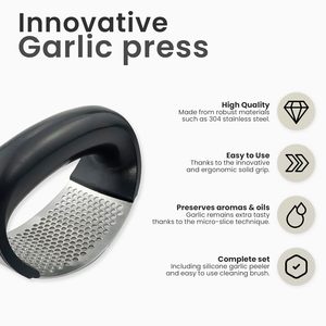 Ensemble 3-en-1 de presse-ail, écraseur et éplucheur manuel en plastique et acier inoxydable pour cuisine – Vente en gros - Product Image 3