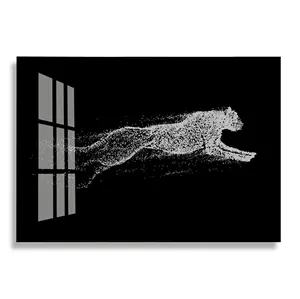 Black leopard Art Crystal Porcelain Abstract Decorative Wall Painting For Living Room Wall Home Decoration