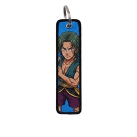 Stock Anime llavero Digital Luffy Zoro dibujos animados Jet Tags hecho a mano Metal tejido tela bordado llaveros bolsa colgante regalo