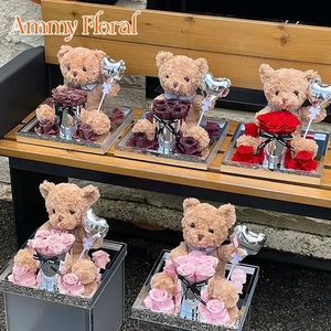 Coffret en acrylique miroir AM-PFHJ03 Ours en peluche de luxe 2025 – Roses éternelles préservées d'Ammy – Cadeaux de Noël pour la meilleure maman - Product Image 5