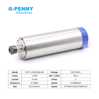 Kit de moteur de broche refroidi par eau G-Penny 1,5 kW ER16 D65 220V/380V avec onduleur YL42 80W, pompe à eau et support 65 mm pour machine de fraisage CNC