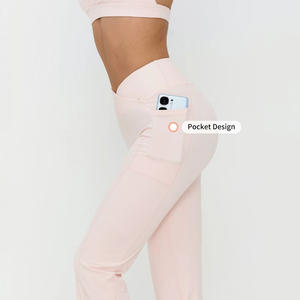 Pantaloni Sportivi Svasati da Donna Personalizzati a Vita Alta Tinta Unita Morbidi e Confortevoli con Effetto Push-Up per Palestra, Yoga, Fitness e Allenamento - Product Image 6