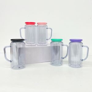 Vente en gros de gobelets en plastique effet boule à neige de 12 oz et 16 oz avec bouchon et trou, gobelets acryliques transparents et colorés scintillants à faire soi-même - Product Image 3