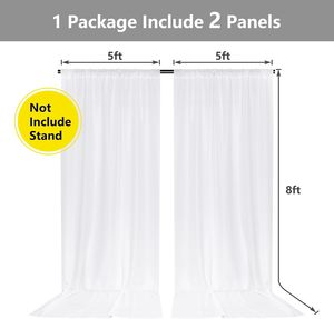 Rideau de fond blanc anti-plis 10x10 pieds pour fêtes, draperies en tissu doux, rideau de fond noir pour mariage 5x10 pieds, 2 panneaux - Product Image 5