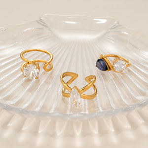 Aу Новый бохо фиолетовый циркон элегантный набор реквизитных колец для фотосъемки Dazan 2025 горячее 18k PVD Позолоченные ювелирные изделия из нержавеющей стали - Product Image 2