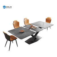 Ensemble de table et de chaises de salle à manger en pierre frittée moderne de luxe, 4 places extensibles, 6 places, appartement, meubles de maison, hôtel, noir/or