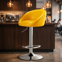 Tabouret de bar moderne en cuir PU rembourré, pivotant et réglable en hauteur, pour la maison et l'îlot de cuisine (vente en gros)