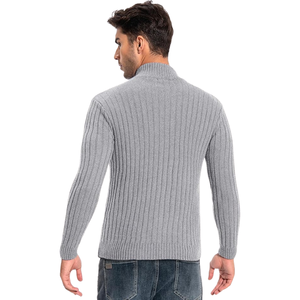 <b>men's</b> ribbed knit <b>zip</b> up <b>cardigan</b> sweater warm winter casual office layering jacket premium knitwear - Product Image 2