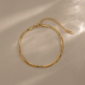 Joyería de Verano, <span class=keywords><strong>Tobillera</strong></span> Triple de Acero Inoxidable Chapada <span class=keywords><strong>en</strong></span> Oro de 18K para Mujer, Cadena para el <span class=keywords><strong>Pie</strong></span> Resistente al Agua, Joyería de Playa - Product Image 4